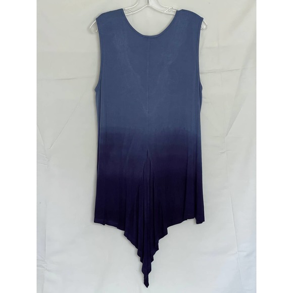 Style&co. Blue Ombre Beaded Crochet Rayon Tank Tunic Top Size 1X Asymmetric Hem - Picture 9 of 10